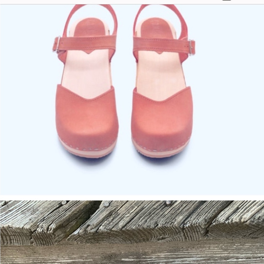 Sandgrens Handmade Swedish Wood Clogs in Blush Nubuck, Size 10 - Picture 1 of 4